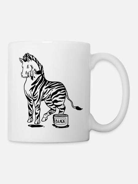 Zebra Schwarze oder Weiße Streifen Lustige Bilder - Tasse - Weiß