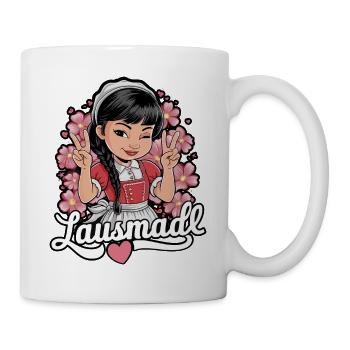 Lausmadl Tracht Dirndl Ersatz - Tasse - Weiß - Rechts