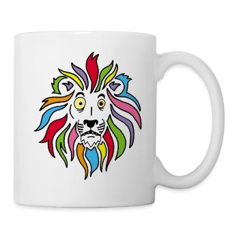 Lion and multicolored mane - Mug - white - Right