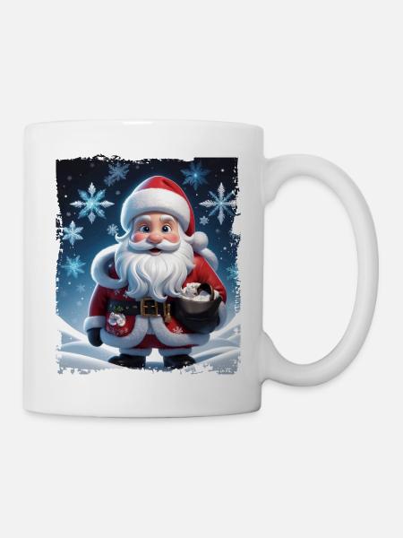 Merry Christmas snow Xmas Holiday Santa - Mug - white