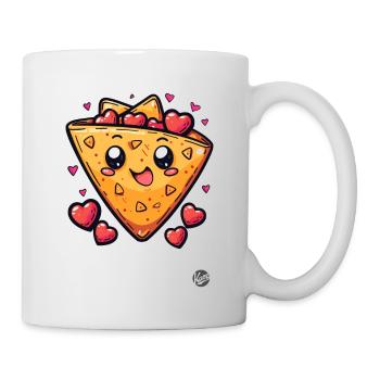 Liebe, Nachos und Herzen - Tasse - Weiß - Rechts