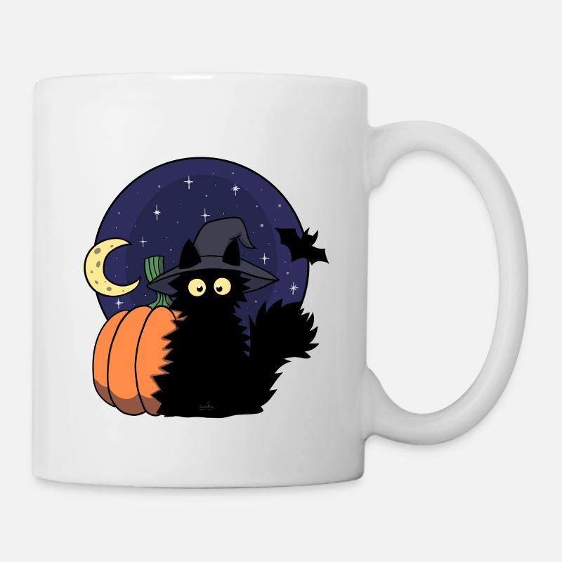 Katze Kürbis - Tasse - Weiß