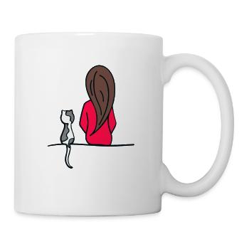 Chat Femme Fille Chaton - Mug blanc - blanc - Droite