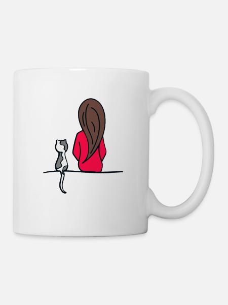 Chat Femme Fille Chaton - Mug blanc - blanc
