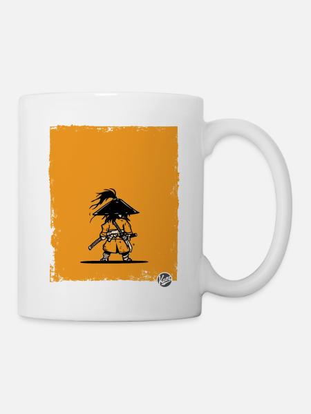 Krieger-Silhouette im Samurai-Stil - Tasse - Weiß