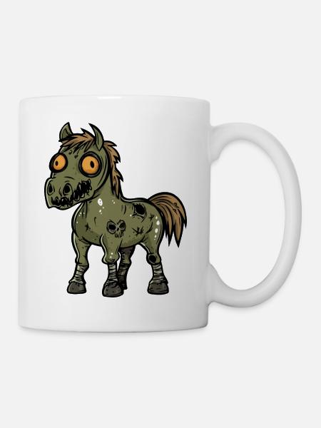 Pferd Halloween Comic Lustig - Tasse - Weiß