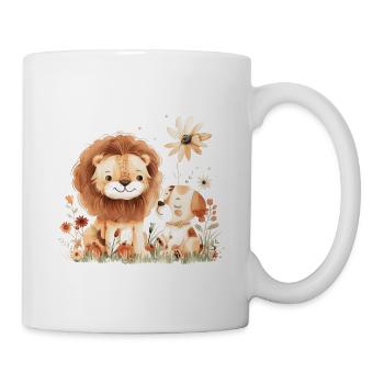 Cute Lion And Dog Friends - Tasse - Weiß - Rechts
