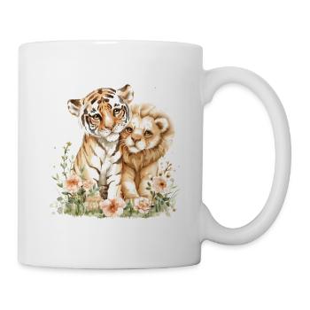 Cute Tiger And Lion Friends - Tasse - Weiß - Rechts