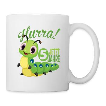 Lustige Raupe 5 Geburtstag Kinder T-Shirt 5 Jahre - Tasse - Weiß - Rechts