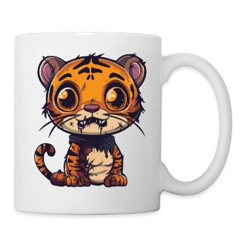 Tigre Halloween Bande Dessinée Drôle - Mug blanc - blanc - Droite