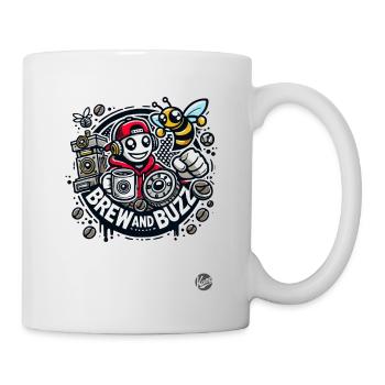 Coffee and music lover design with bee - Mug - white - Right