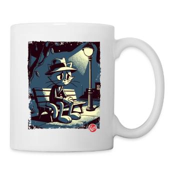 a night in the park and a melancholic cat - Mug - white - Right