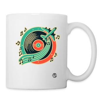 Musique rétro et design de voyage « Plate & Airplane » - Mug blanc - blanc - Droite