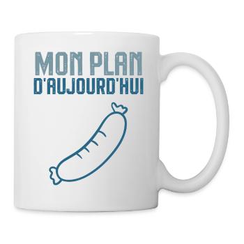 Mon plan d aujourd hui saucisson - Mug blanc - blanc - Droite