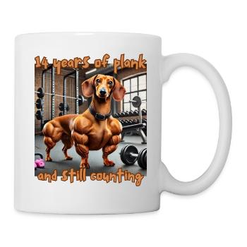 Dog Daschund Plank Gym Fitness Weiner - Mug - white - Right