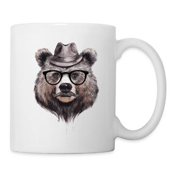 Lustiger Bär mit Hut und Brille für einen Bären - Tasse - Weiß - Rechts