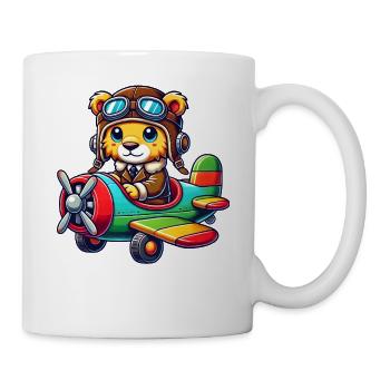 Lion Pilot Propeller Plane Flight License Airplane - Mug - white - Right