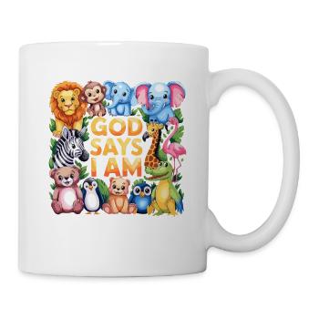 God Says I Am Niedliche Tiere für Kinder - Tasse - Weiß - Rechts