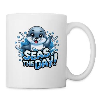 Niedliche Robbe Seas The Day für einen Robben - Tasse - Weiß - Rechts