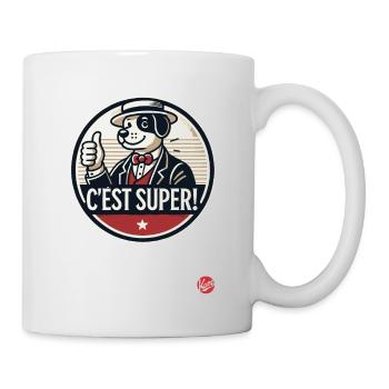 C'est super! Retro Cartoon Hund - Tasse - Weiß - Rechts
