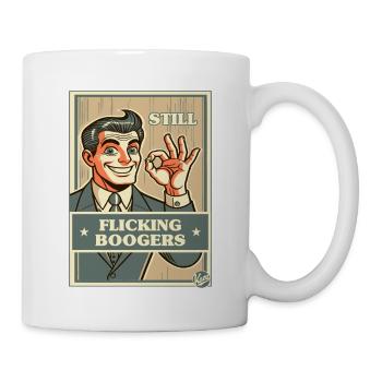 immer noch Popel schnippen im Retro-Cartoon-Stil - Tasse - Weiß - Rechts