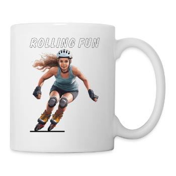 FRAU ROLLSCHUHE ROLLING FUN - Tasse - Weiß - Rechts