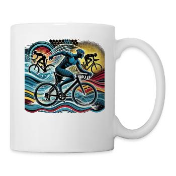Triathlon Schwimmen Radfahren und Laufen - Tasse - Weiß - Rechts