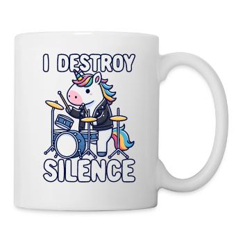Schlagzeuger, Schlagzeug, Drummer, Musik & Einhorn - Tasse - Weiß - Rechts