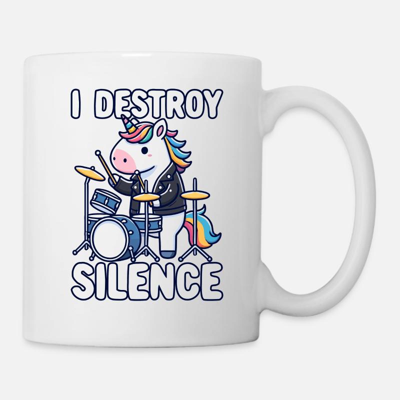 Batteur, Batterie, Batteur, Musique & Licorne - Mug blanc - blanc