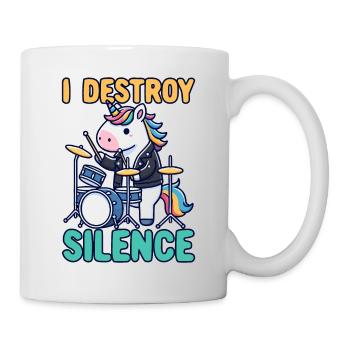 Schlagzeuger, Schlagzeug, Drummer, Musik & Einhorn - Tasse - Weiß - Rechts