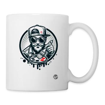 Street art artist with color palette - Mug - white - Right