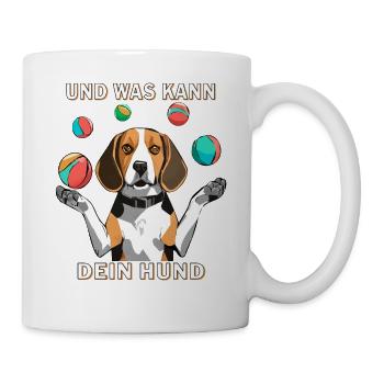 BEAGLE JONGLIERT UND WAS KANN DEIN HUND - Tasse - Weiß - Rechts