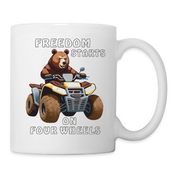 LE QUAD BEAR FREEDOM DÉMARRE SUR QUATRE ROUES - Mug blanc - blanc - Droite