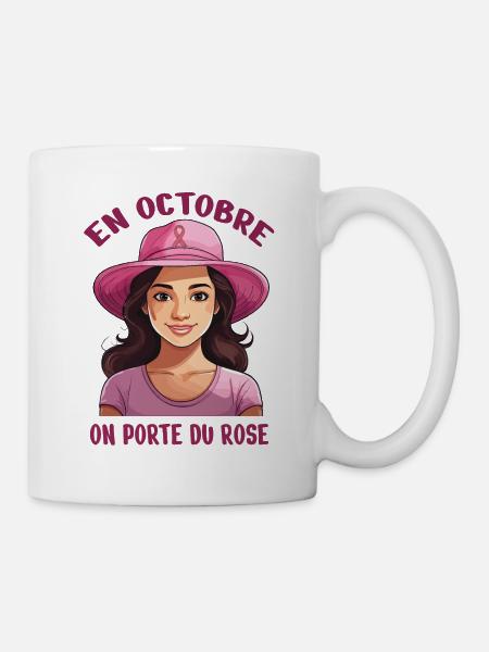 Cancer Du Sein En Octobre On Porte Du Rose - Mug blanc - blanc