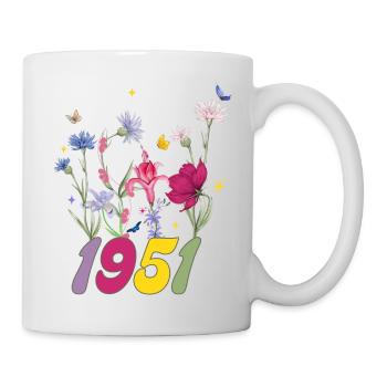 Geburtsjahr 1951 Wildblumen - Tasse - Weiß - Rechts
