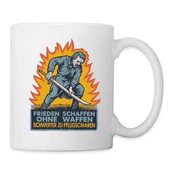 Frieden schaffen ohne Waffen Schwerter Pflugschare - Tasse - Weiß - Rechts