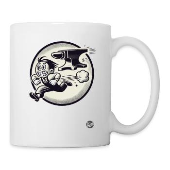 Dessin animé rétro : Fuir les problèmes et l’enclume - Mug blanc - blanc - Droite