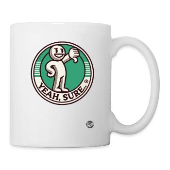 Pouce vers le bas de dessin animé rétro, sarcastique, bien sûr ! - Mug blanc - blanc - Droite