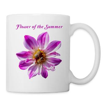 Pink Dahlia imperialis Blume, Biene, Natürlich - Tasse - Weiß - Rechts