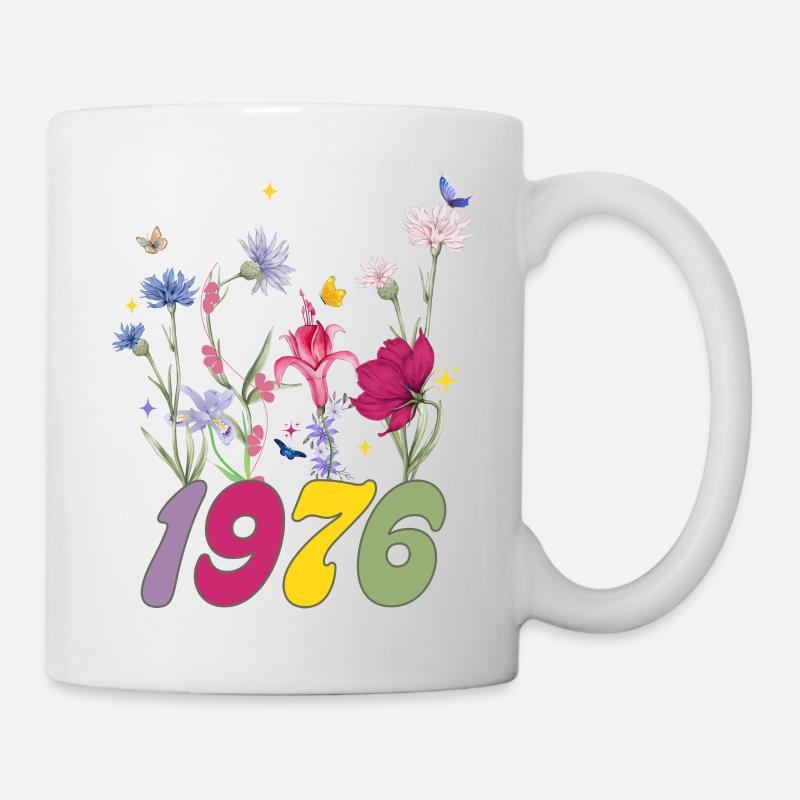 Année de naissance 1976 fleurs sauvages - Mug blanc - blanc