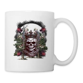 Halloween Crâne Mystique Squelette Roi Fleurs - Mug blanc - blanc - Droite