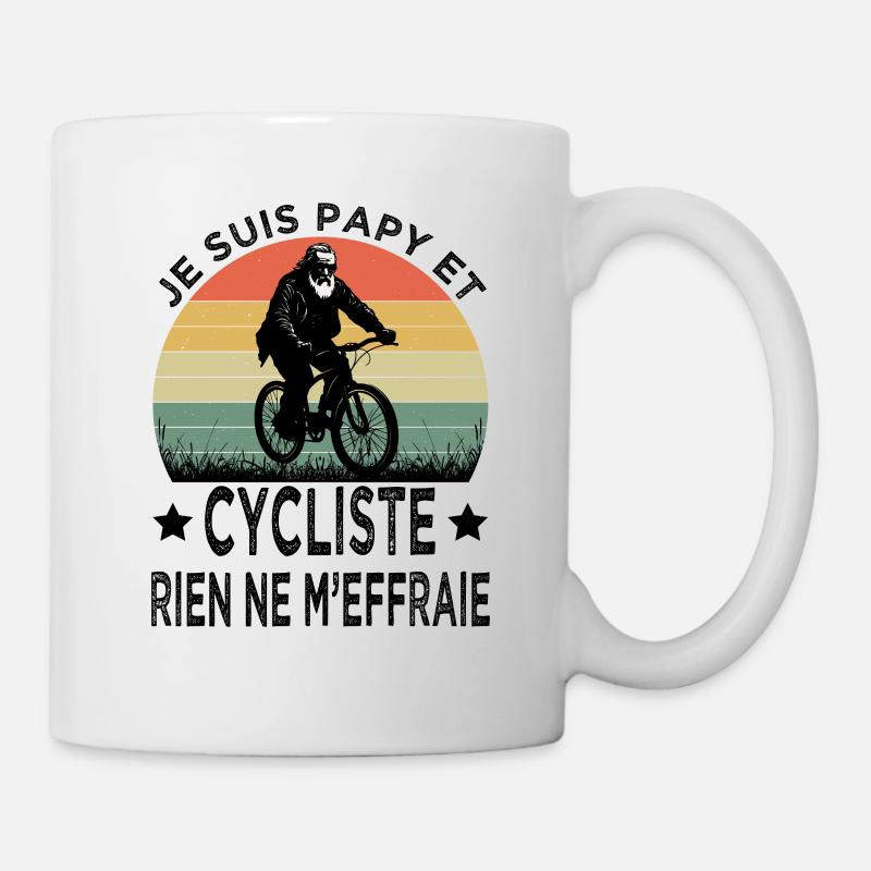 idee cadeau homme papy humour cycliste fan de cycl - Mug blanc - blanc