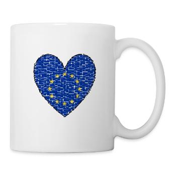 EU Flag Heart Art Design Europe Euro Brussels - Mug - white - Right