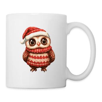 Eule Weihnachten Comic - Tasse - Weiß - Rechts