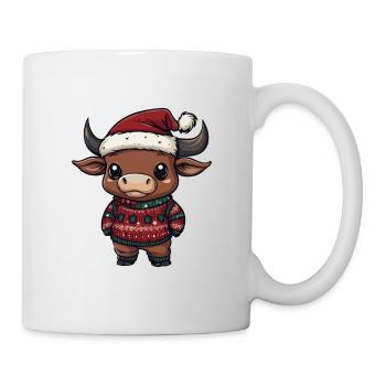 Stier Weihnachten Comic - Tasse - Weiß - Rechts