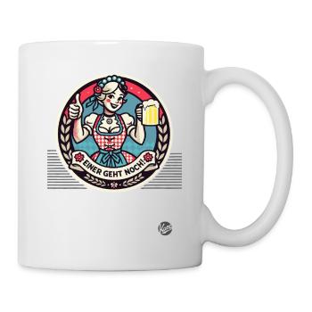 Einer geht noch, Daumen hoch Dirndl Mädel mit Bier - Tasse - Weiß - Rechts