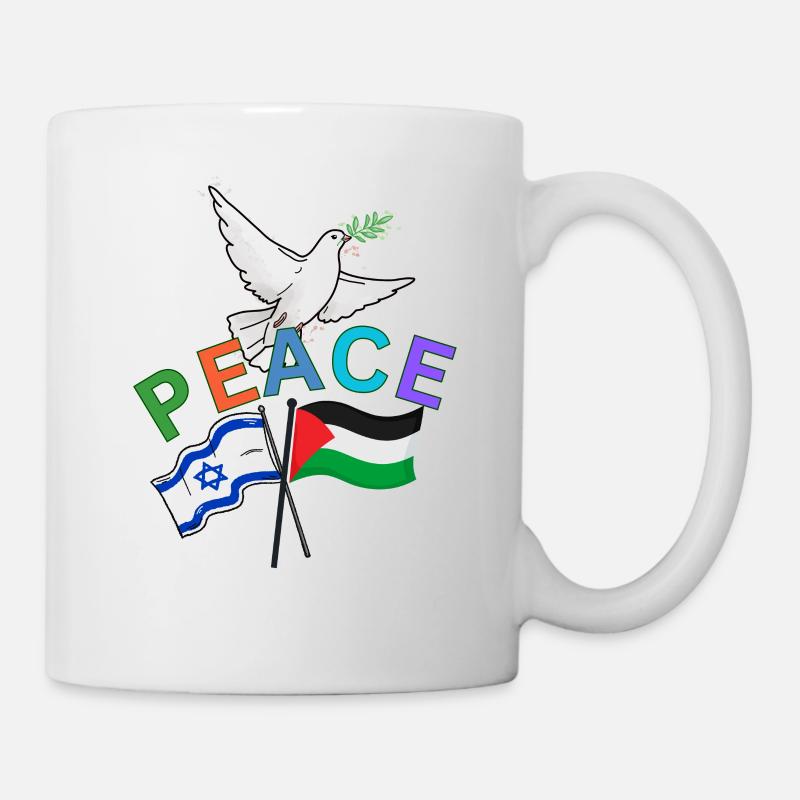 Peace Dove Palestine Israel Flag - Mug - white