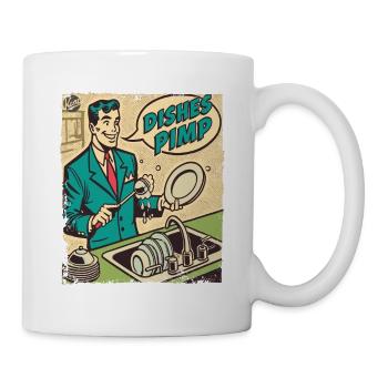 Mann beim Geschirr spülen, der Geschirr Pimp - Tasse - Weiß - Rechts