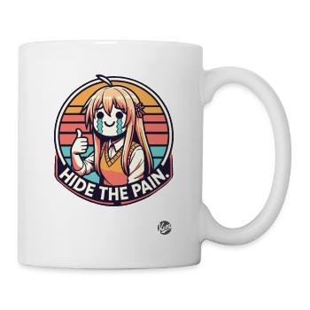 Cachez la douleur, pouce levé fille de dessin animé - Mug blanc - blanc - Droite