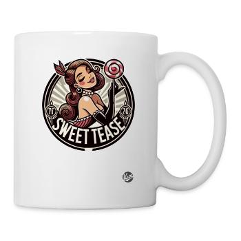 Femme burlesque de dessin animé rétro avec sucette - Mug blanc - blanc - Droite